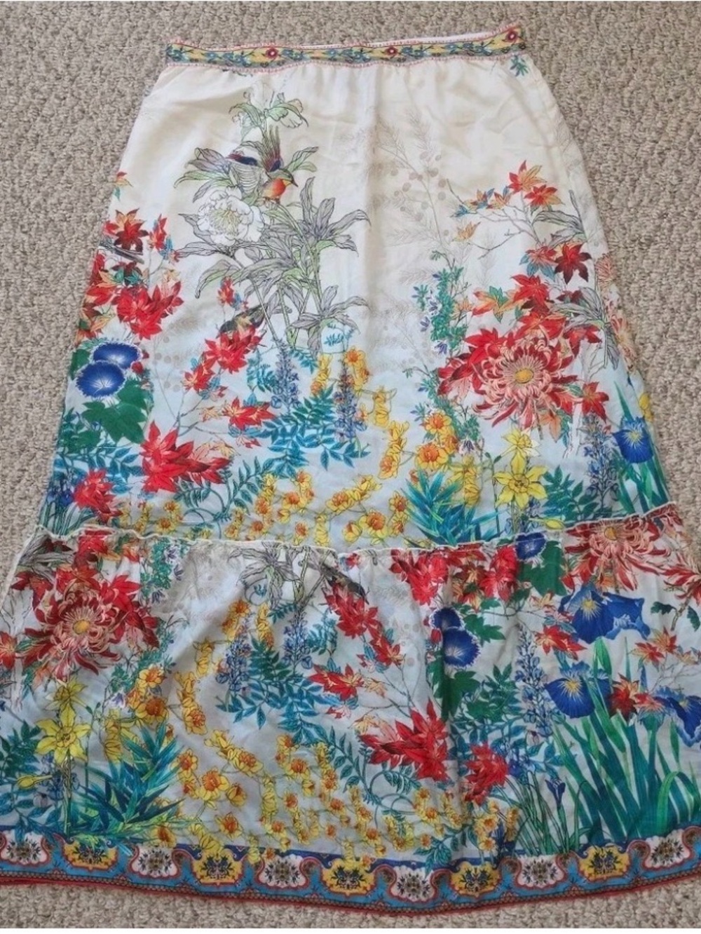 Johnny Was GORGEOUS Silk Maxi Skirt Size Large